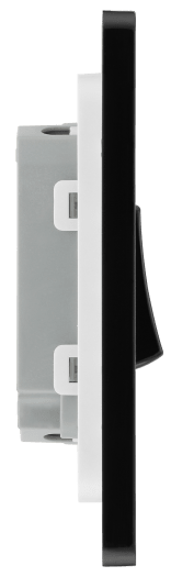 PCDBC42B Side - This Evolve Black Chrome 20A 16AX double light switch from British General can operate 2 different lights, whilst the 2 way switching allows a second switch to be added to the circuit to operate the same light from another location (e.g. at the top and bottom of the stairs).