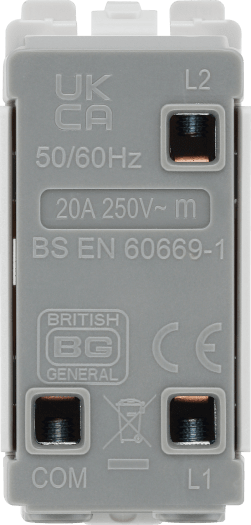 BG R12C Nexus Grid White 20A 20AX 2 Way 1 Pole Centre-Off Switch Module