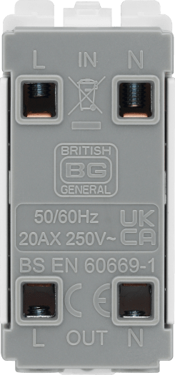 BG R30 Nexus Grid White 20A 20AX 2 Pole Switch Module