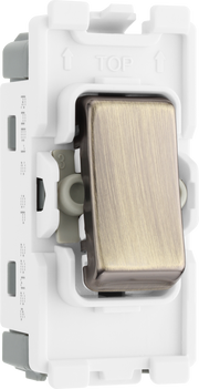 BG RAB12 Nexus Grid Antique Brass 20AX 2 Way 1 Pole Switch Module by British General (BG-RAB12-Shopify-SA_1)