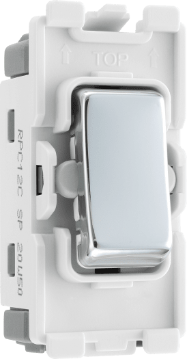 BG RPC12C Nexus Grid Polished Chrome 20AX 2 Way 1 Pole Centre-Off Switch Module