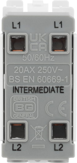 BG RPCDB13 Evolve Grid Black 20A 20AX Intermediate 1 Pole Switch Module