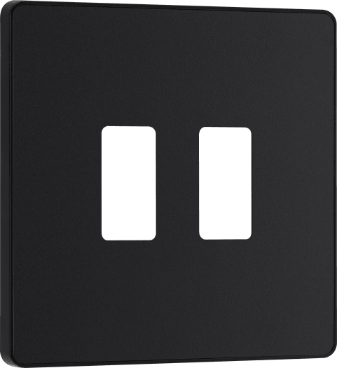 BG RPCDMB2B Evolve Grid Matt Black 2 Module Square Front Plate - Black Trim