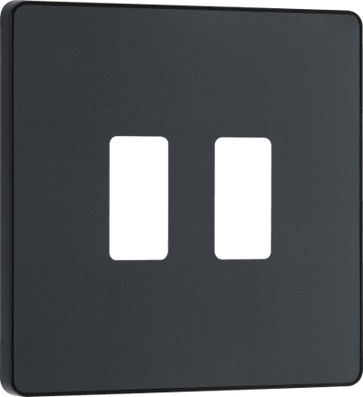 BG RPCDMG2B Evolve Grid Matt Grey 2 Module Square Front Plate - Black Trim