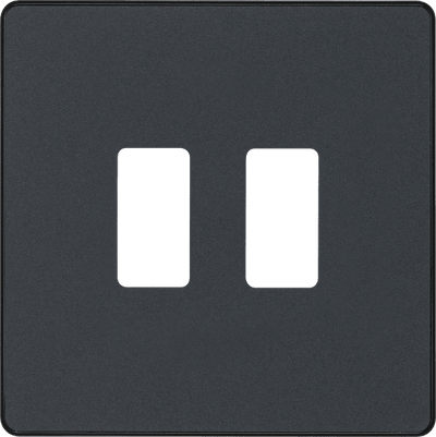 BG RPCDMG2B Evolve Grid Matt Grey 2 Module Square Front Plate - Black Trim