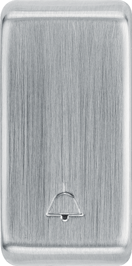 RRBELLBS Front - This brushed steel finish rocker can be used to replace an existing switch rocker in the British General Grid range for easy identification of the device it operates and has an embossed bell symbol.