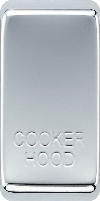 RRCHPC Front - This polished chrome finish rocker can be used to replace an existing switch rocker in the British General Grid range for easy identification of the device it operates and has 'COOKER HOOD' embossed on it.