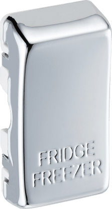 RRFFPC Side - This polished chrome finish rocker can be used to replace an existing switch rocker in the British General Grid range for easy identification of the device it operates and has 'FRIDGE FREEZER' embossed on it.