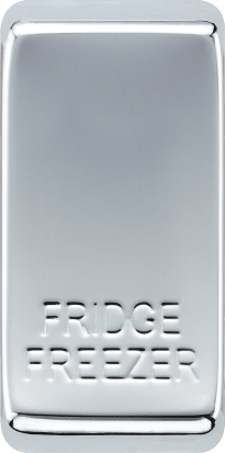 RRFFPC Front - This polished chrome finish rocker can be used to replace an existing switch rocker in the British General Grid range for easy identification of the device it operates and has 'FRIDGE FREEZER' embossed on it.