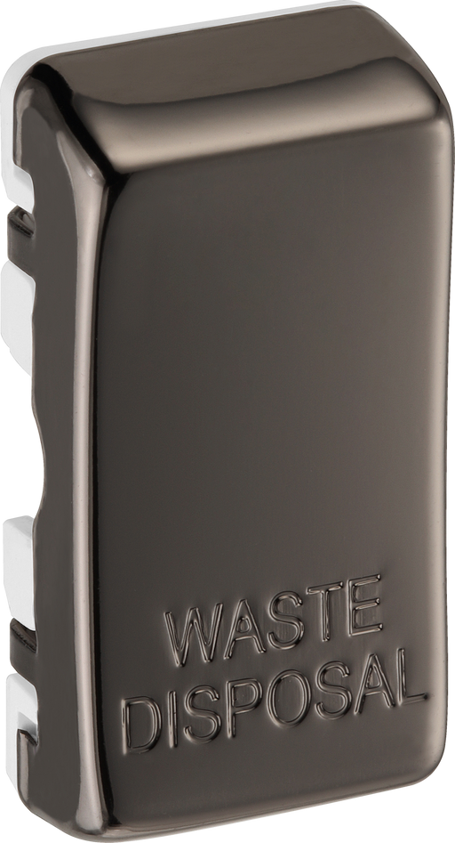  RRWDISBN Side - This black nickel finish rocker can be used to replace an existing switch rocker in the British General Grid range for easy identification of the device it operates and has 'WASTE DISPOSAL' embossed on it.