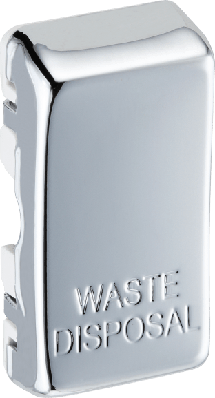 RRWDISPC Side - This polished chrome finish rocker can be used to replace an existing switch rocker in the British General Grid range for easy identification of the device it operates and has 'WASTE DISPOSAL' embossed on it.