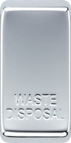 RRWDISPC Front - This polished chrome finish rocker can be used to replace an existing switch rocker in the British General Grid range for easy identification of the device it operates and has 'WASTE DISPOSAL' embossed on it.