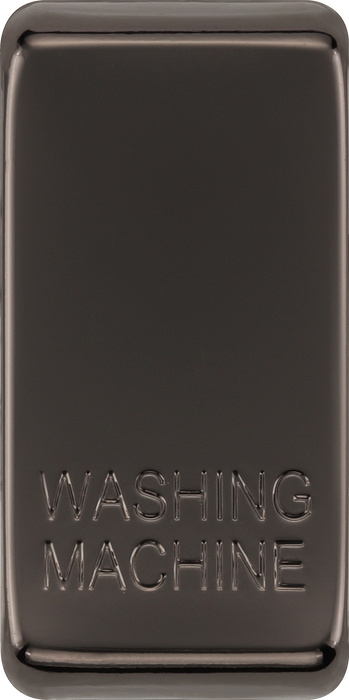 RRWMBN Front - This black nickel finish rocker can be used to replace an existing switch rocker in the British General Grid range for easy identification of the device it operates and has 'WASHING MACHINE' embossed on it.