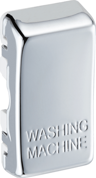 RRWMPC Side - This polished chrome finish rocker can be used to replace an existing switch rocker in the British General range for easy identification of the device it operates and has 'WASHING MACHINE' embossed on it.