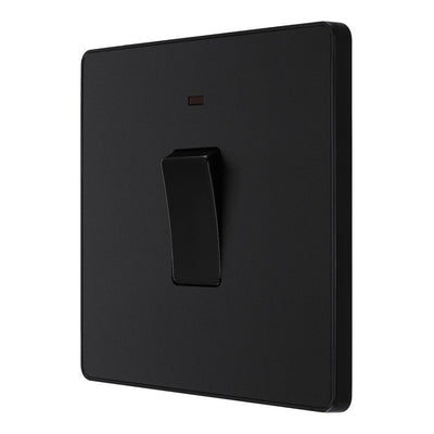 BG Evolve Matt Black 20A 2 Pole LED Switch PCDMB31B with 35mm Steel Back Box