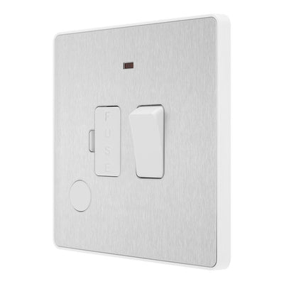BG Evolve Brushed Steel 13A Switched Spur + Neon PCDBS52W with 35mm Steel Back Box