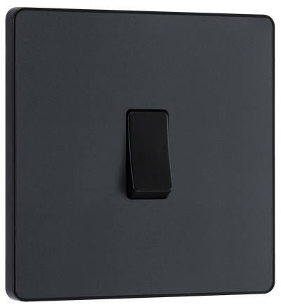  PCDMG13B Front - This Evolve Matt Grey 20A 16AX intermediate light switch from British General should be used as the middle switch when you need to operate one light from 3 different locations, such as either end of a hallway and at the top of the stairs.