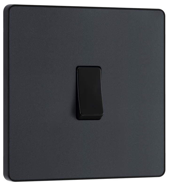  PCDMG13B Front - This Evolve Matt Grey 20A 16AX intermediate light switch from British General should be used as the middle switch when you need to operate one light from 3 different locations, such as either end of a hallway and at the top of the stairs.