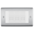 BG Nexus Brushed Steel 3 Gang Master Telephone Socket – White Insert