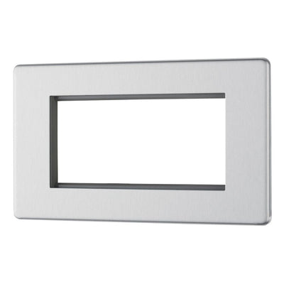 BG Screwless Brushed Steel 4G Faceplate with 45W USB A+C Charger Modules - White Insert