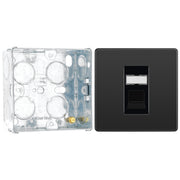 BG Evolve Black Chrome RJ45 Cat6 Single Data Outlet PCDBCRJ451B with 35mm Steel Back Box
