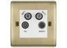 BG Nexus Antique Brass TV/FM/2x SAT Quadplex Socket – White Insert by British General (BG-NABTVFMSAT2W)