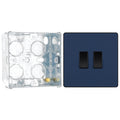 BG Evolve Matt Blue 2 Gang 20A 16AX 2 Way Light Switch PCDDB42B with 35mm Steel Back Box