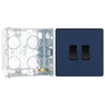 BG Evolve Matt Blue 2 Gang 20A 16AX 2 Way Light Switch PCDDB42B with 35mm Steel Back Box