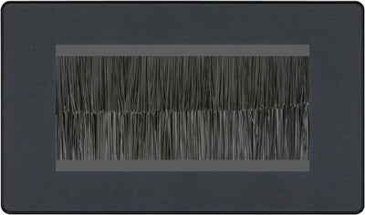 BG Evolve Matt Grey Double 4 Gang Brush Cable Entry Wall Plate Black by British General (BG-PCDMGEMR4B+EMFO)