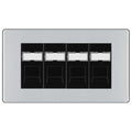 BG Screwless Polished Chrome 4 Gang RJ45 Cat6 Data Socket Outlet Black Inserts