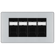 BG Screwless Polished Chrome 4 Gang RJ45 Cat6 Data Socket Outlet Black Inserts by British General (BG-FPCRJ454B)