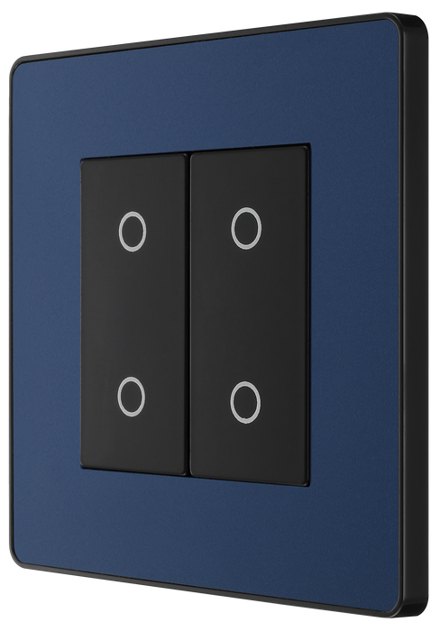 PCDDBTDS2B Side - This Evolve Matt Blue double secondary trailing edge touch dimmer allows you to control your light levels and set the mood. 