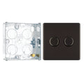 BG Screwless Black Nickel 200W 2 Way Double Trailing Edge Dimmer Switch FBN82 with 25mm Steel Back Box