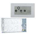 BG Screwless Brushed Steel Triplex TV/FM/Sat Socket + Return & Tel. FBS68 with 25mm Steel Back Box