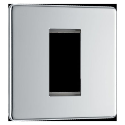 BG Flatplate Screwless Polished Chrome 20AX 2 Way Emergency Lighting Test Key Switch - Key Included - Black Insert