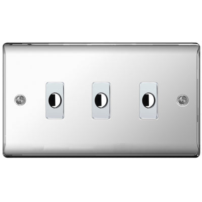 BG Nexus Metal Polished Chrome 3 Gang Flex Outlet Socket