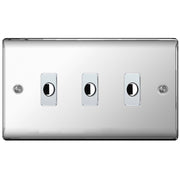 BG Nexus Metal Polished Chrome 3 Gang Flex Outlet Socket by British General (BG-NEXUS-PC-3G-FLEX-OUTLET-SOCKET)