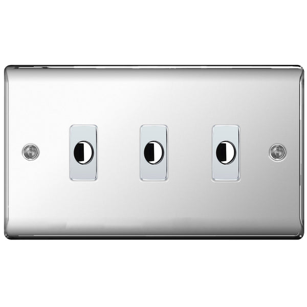 BG Nexus Metal Polished Chrome 3 Gang Flex Outlet Socket