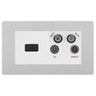 BG Evolve Brushed Steel 4G Faceplate with HDMI + TV/FM/SAT Module - White Insert by British General (BG-PCDBSEMR4W-HDMI-TVFM2W)