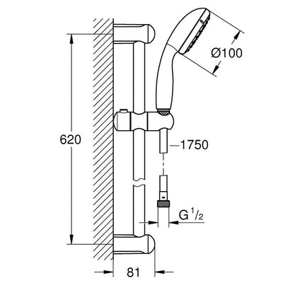 Grohe New Tempesta 100 Shower Rail set 2 Sprays by Grohe (Grohe-27598001)