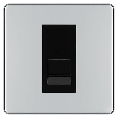 BG Screwless Polished Chrome Single IDC Secondary Telephone Socket - Black Insert by British General (BG-FPCBTS1B)