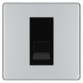 BG Screwless Polished Chrome Single IDC Secondary Telephone Socket - Black Insert