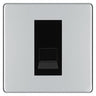 BG Screwless Polished Chrome Single IDC Secondary Telephone Socket - Black Insert by British General (BG-FPCBTS1B)