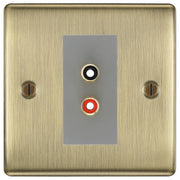 BG Nexus Antique Brass Euro Module RCA X 2 Outlet by British General (BG-NABRCA2G)