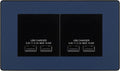 BG Evolve Matt Blue 4-Gang Euro Plate with 2X USB-A Dual Chargers – Black Insert