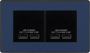 BG Evolve Matt Blue 4-Gang Euro Plate with 2X USB-A Dual Chargers – Black Insert by British General (BG-PCDDBEMR4B+EMUSB3B)