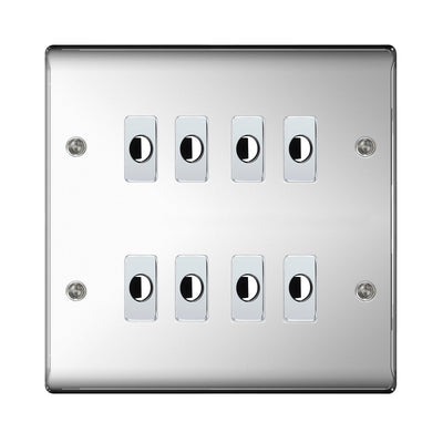 BG Nexus Metal Polished Chrome 8 Gang Flex Outlet Socket