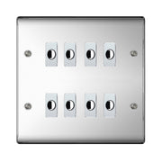 BG Nexus Metal Polished Chrome 8 Gang Flex Outlet Socket by British General (BG-NEXUS-PC-8G-FLEX-OUTLET-SOCKET)