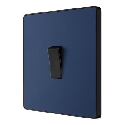 BG Evolve Matt Blue 1 Gang 20A 16AX 2 Way Light Switch PCDDB12B with 35mm Steel Back Box