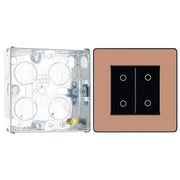 BG Evolve Polished Copper Double Secondary Touch Dimmer Switch PCDCPTDS2B with 25mm Steel Back Box